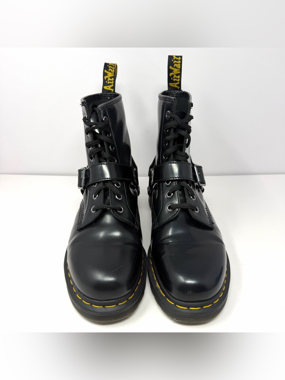 Dr Doc Martens Men’s 1460 Harness Combat Boots Sz 11 Black Polished Leather EUC - Picture 2 of 10